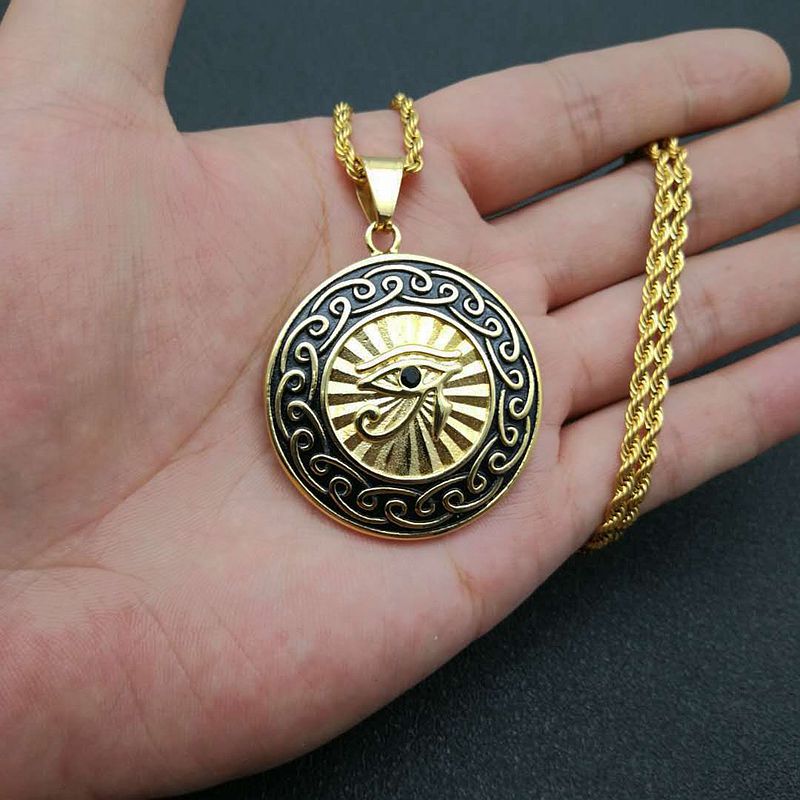 Zircon Necklace - Elegant Eye Of Horus Pendant For Everyday Wear In Gold-Plated Steel Planderful