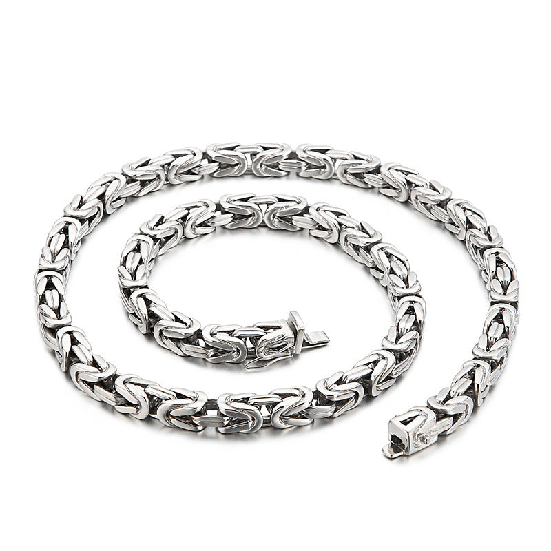 Stainless Steel Fashionable Versatile Square Chain Necklace, Titanium Steel Charm Men's Emperor Chain