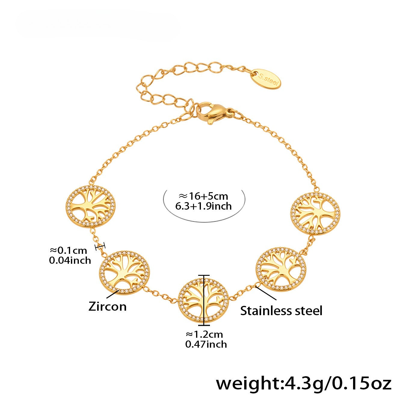 Planderful Zircon Stainless Steel Cross Bracelet For Women