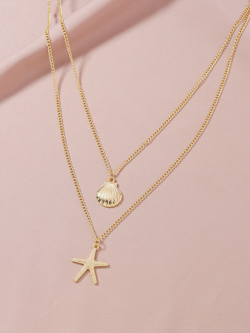 Stylish Double Starfish Shell Necklace - Trendy Fashion Jewelry