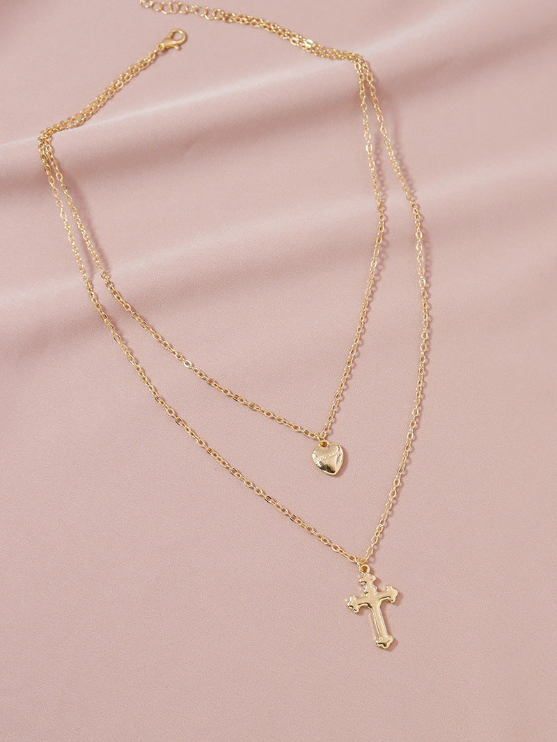 Resort Chic Love Cross Pendant Necklace - European and American Style