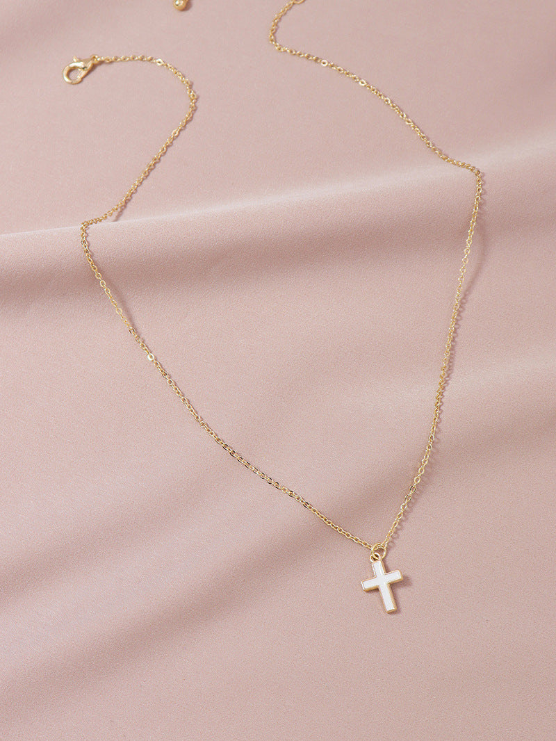 European Style Cross Necklace - Elegant Clavicle Chain Jewelry for Women
