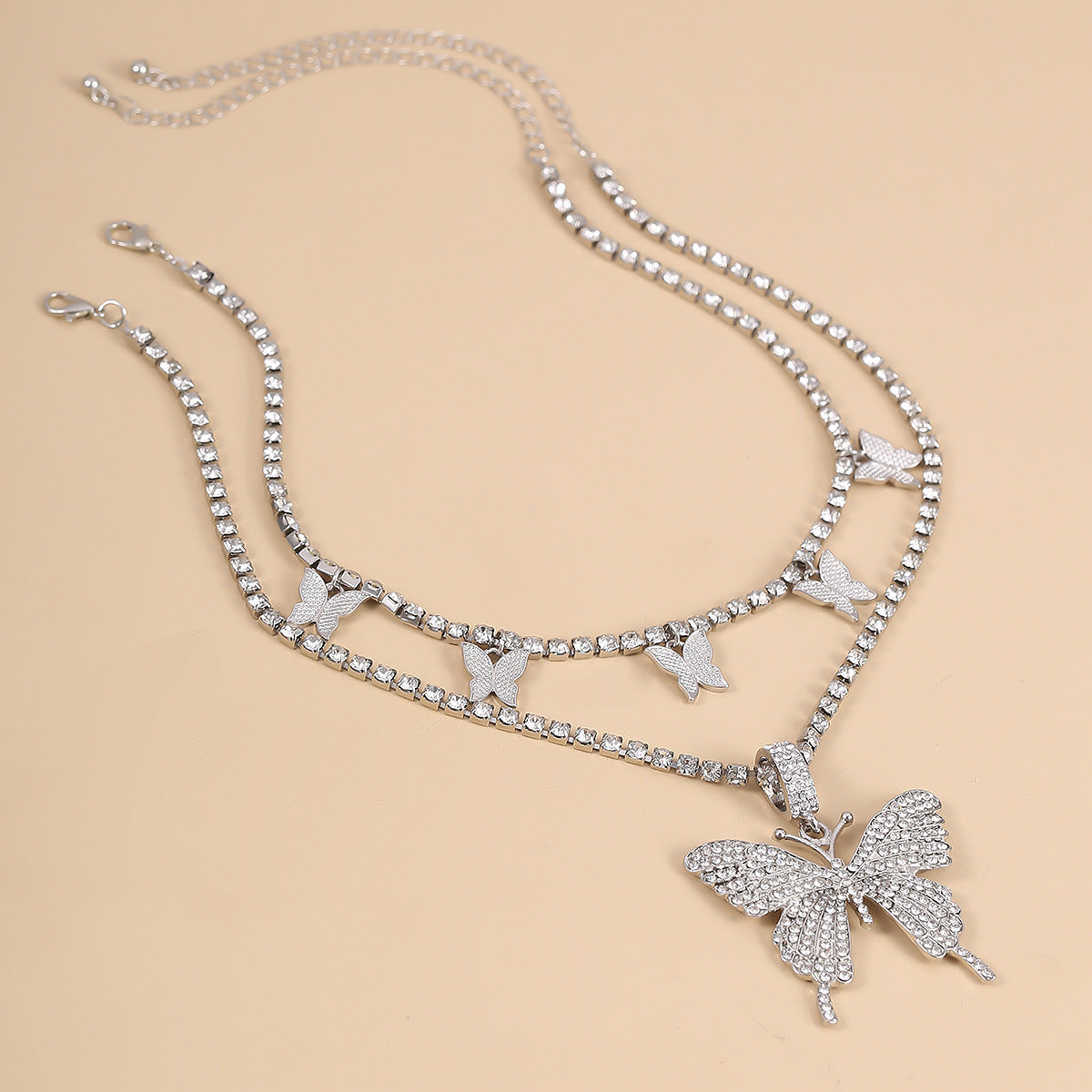 Planderful Vienna Verve Geometric Zircon Necklace for Women Personalized Butterfly Set Statement Jewelry