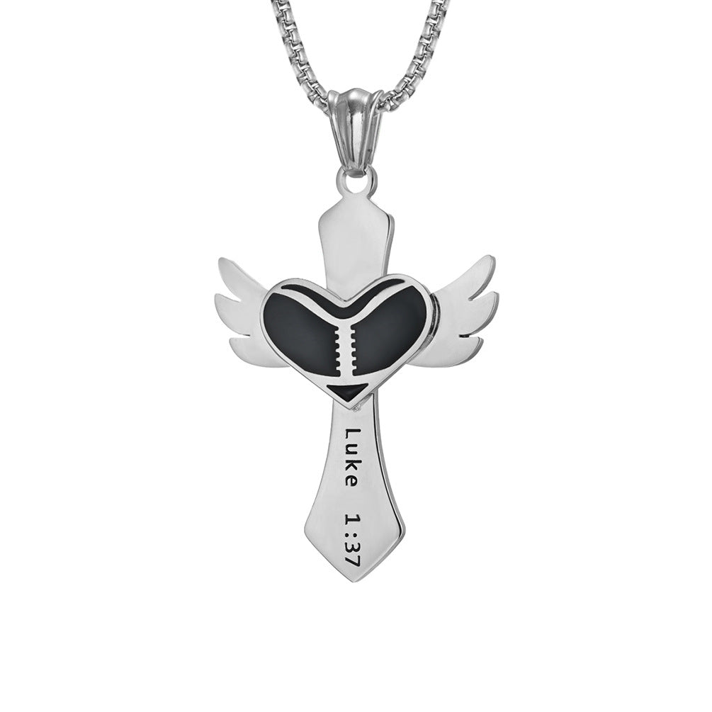 E-commerce Supply Wings Peach Heart Cross Pendant Luke 1:37