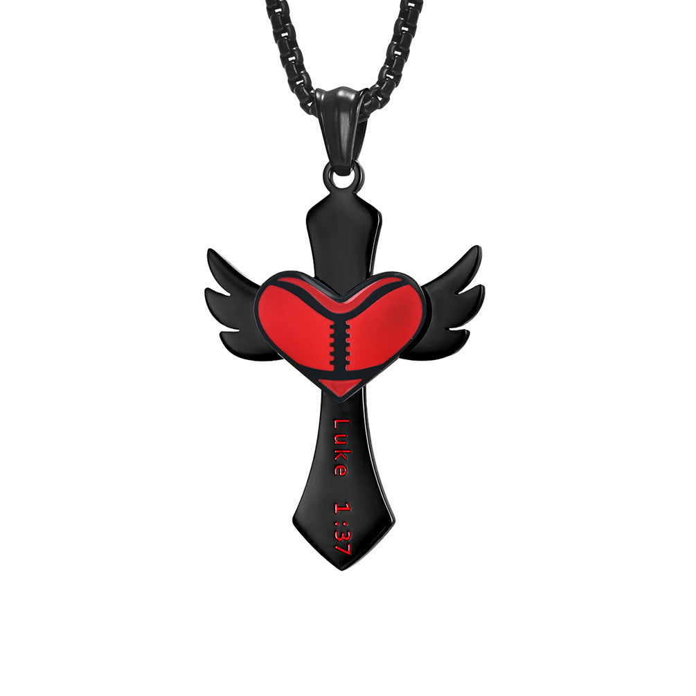 E-commerce Supply Wings Peach Heart Cross Pendant Luke 1:37