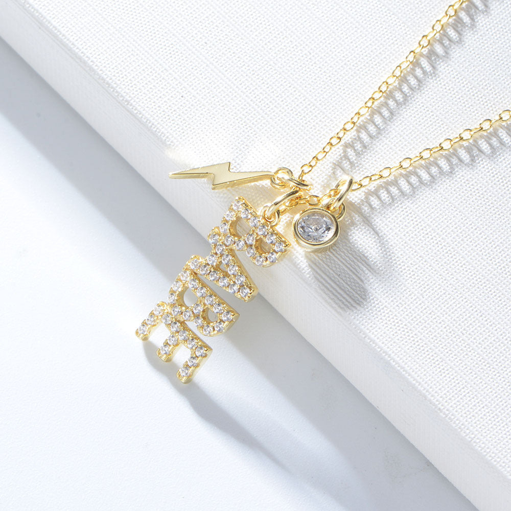 S925 Silver Inlaid Zircon Babe English Letter Necklace Pendant