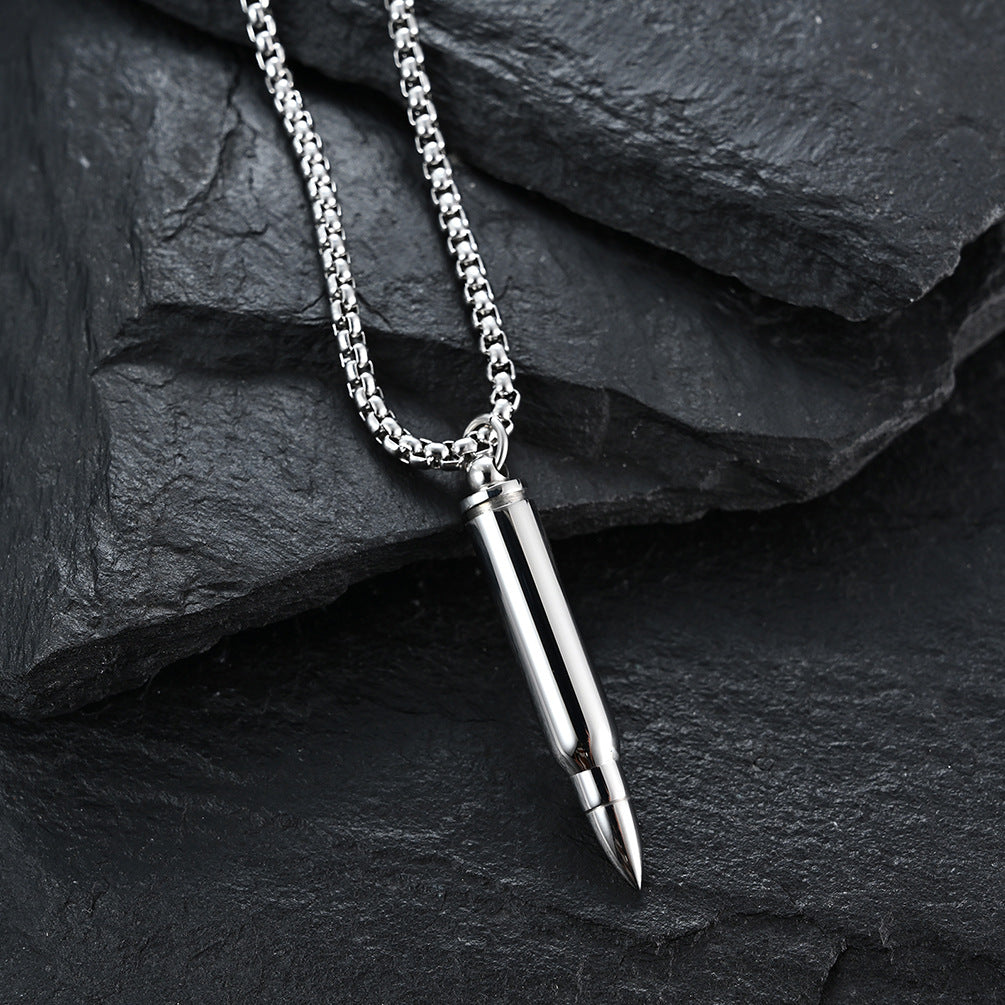Titanium Steel Bullet Pendant Necklace for Men Essential Oil