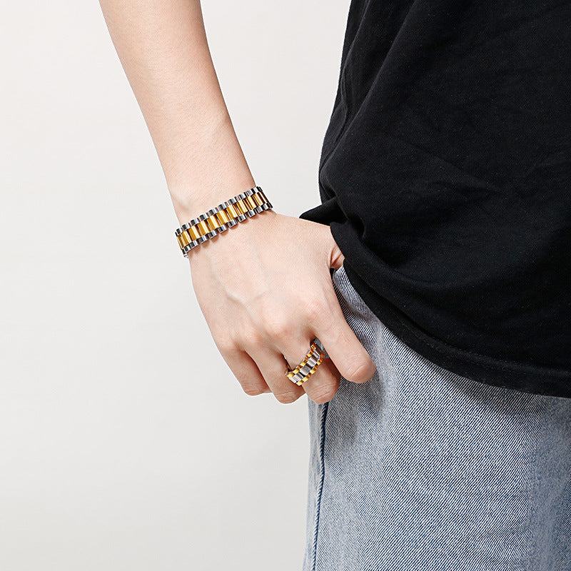 Customizable Trendy Men's Titanium Steel Punk Bracelet