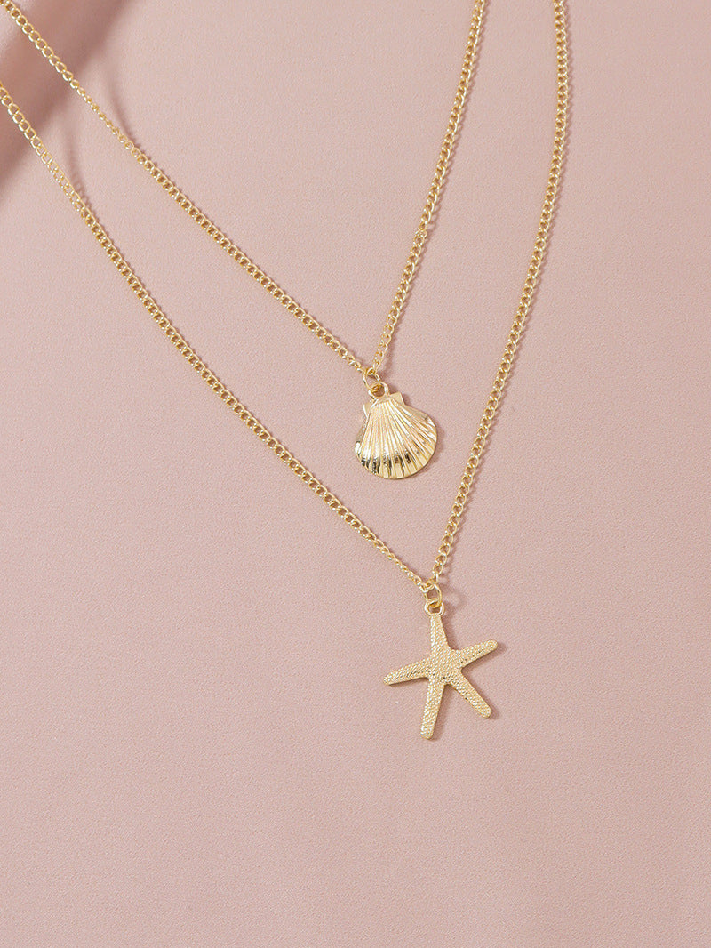 Stylish Double Starfish Shell Necklace - Trendy Fashion Jewelry