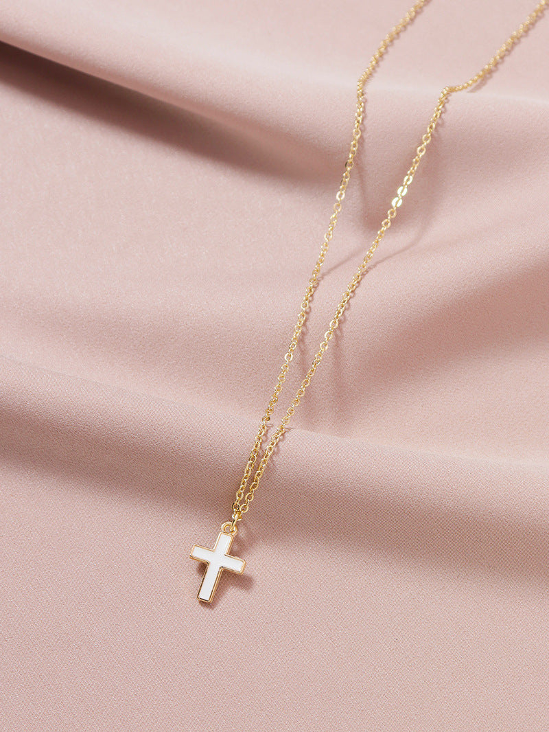 European Style Cross Necklace - Elegant Clavicle Chain Jewelry for Women