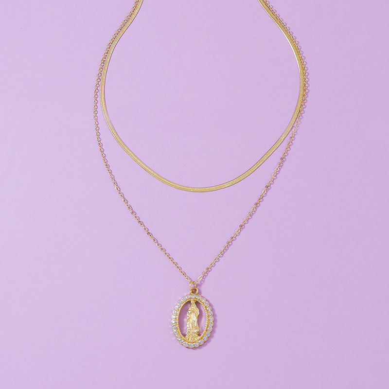 Sparkling Double-Layer Diamond Pendant Necklace - Vienna Verve Collection