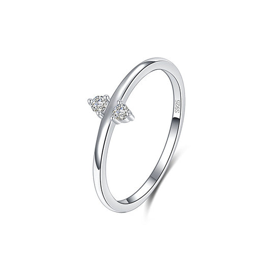 Everyday Genie Sterling Silver Zircon Ring with Instagram Style Light Luxury Tail Design