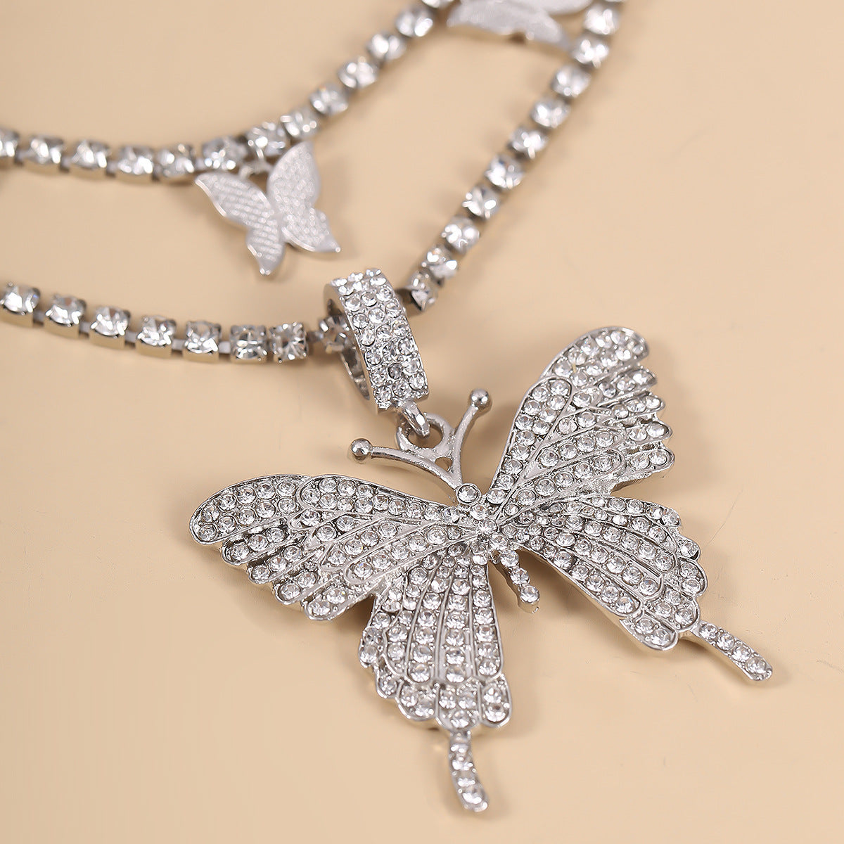 Planderful Vienna Verve Geometric Zircon Necklace for Women Personalized Butterfly Set Statement Jewelry
