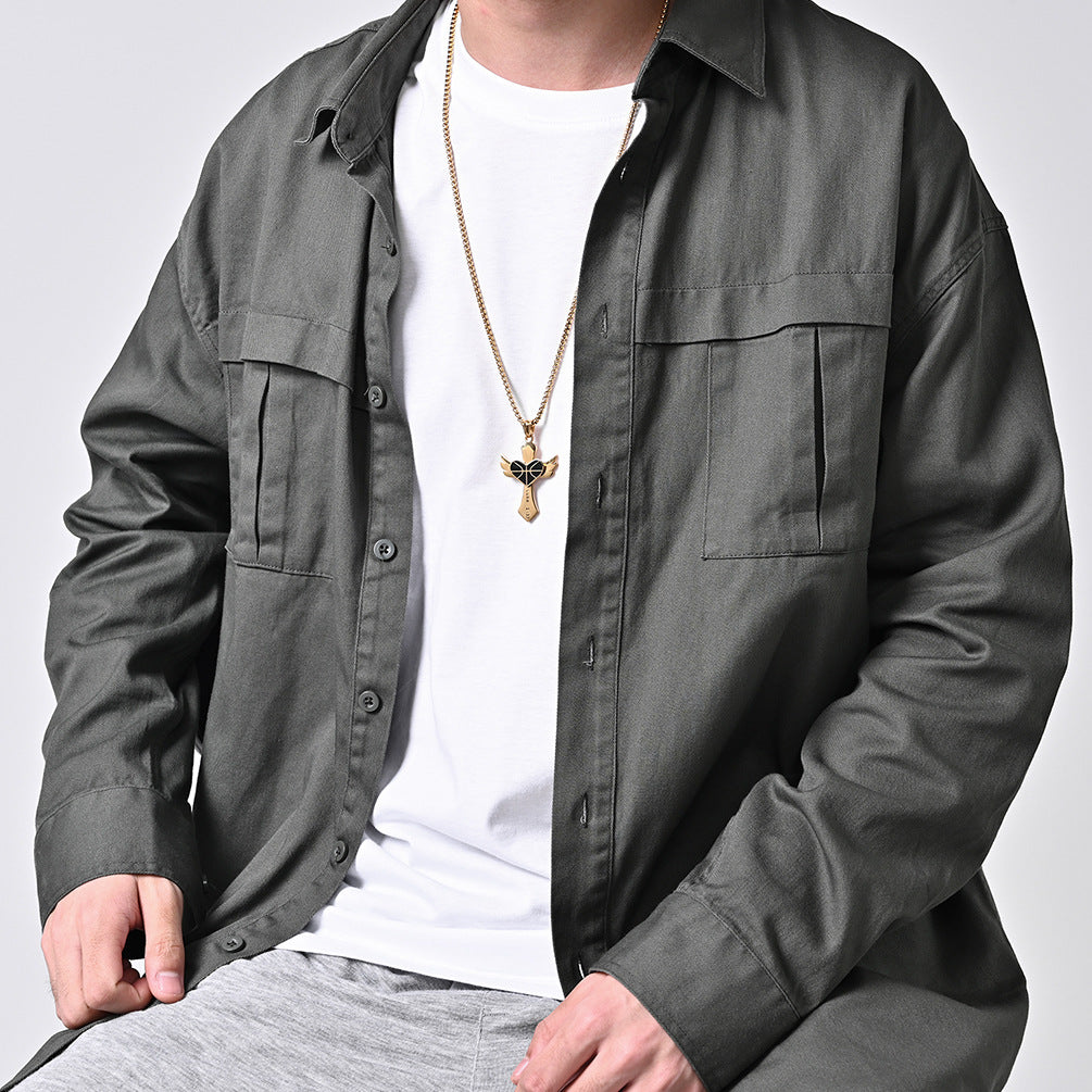 Amazon E Commerce Wings Double Peach Heart Cross Necklace