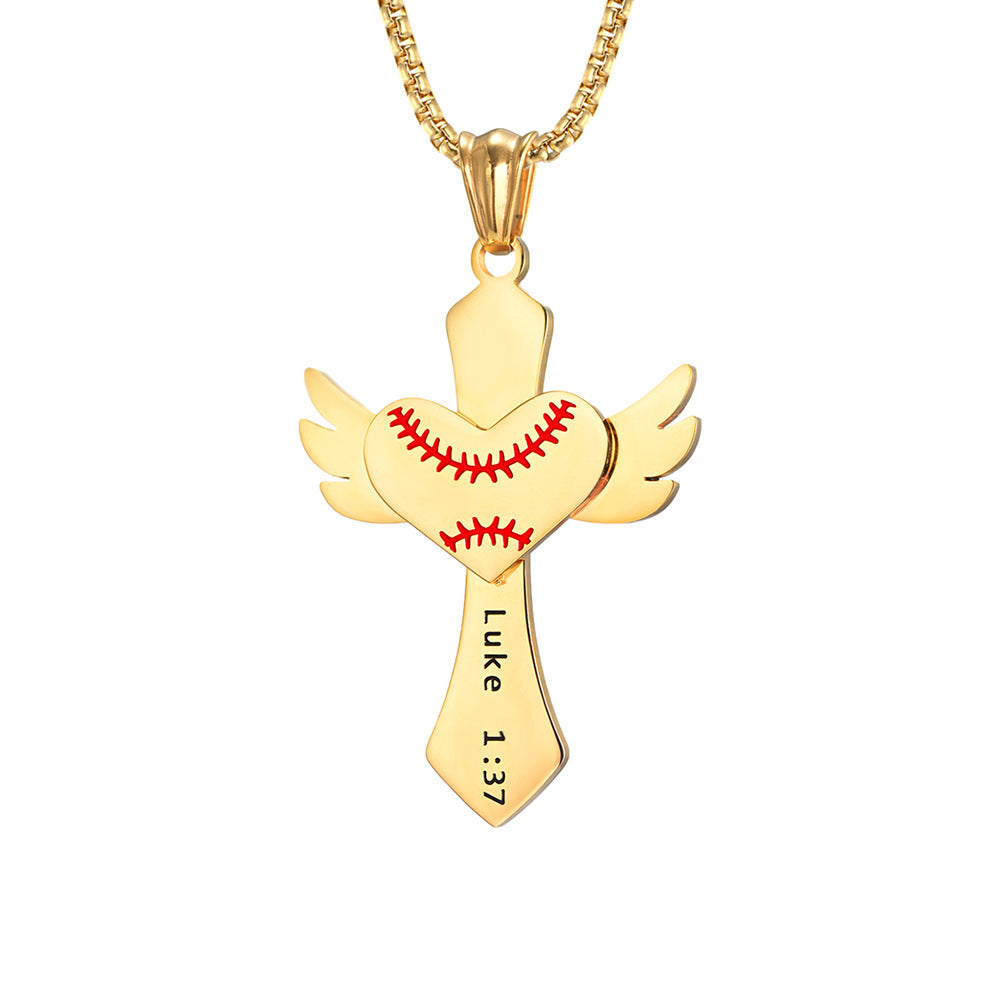 E-commerce Supply Wings Peach Heart Cross Pendant Luke 1:37