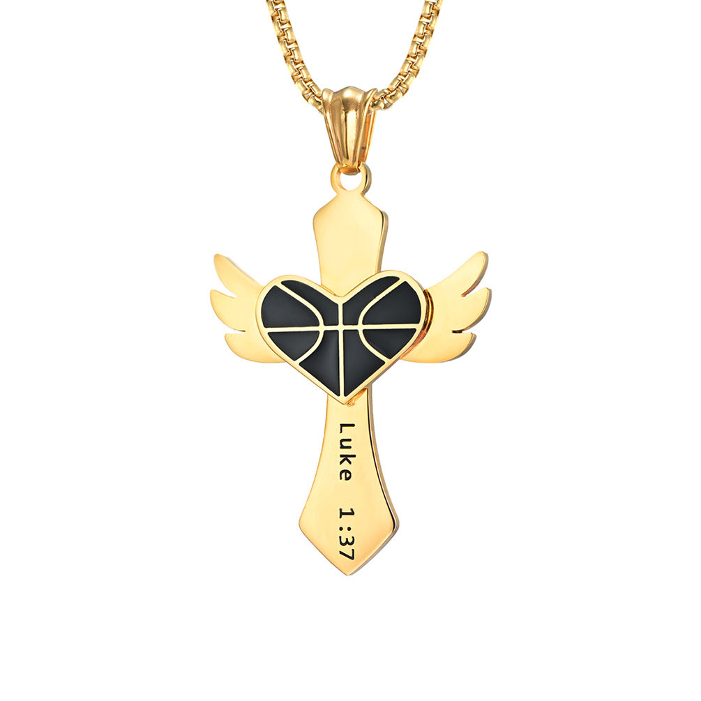 E-commerce Supply Wings Peach Heart Cross Pendant Luke 1:37