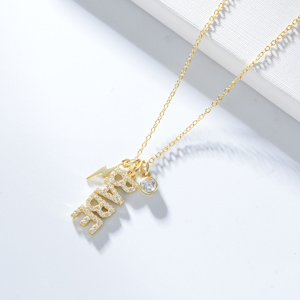 S925 Silver Inlaid Zircon Babe English Letter Necklace Pendant