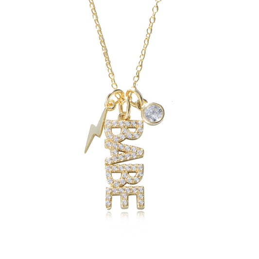 S925 Silver Inlaid Zircon Babe English Letter Necklace Pendant