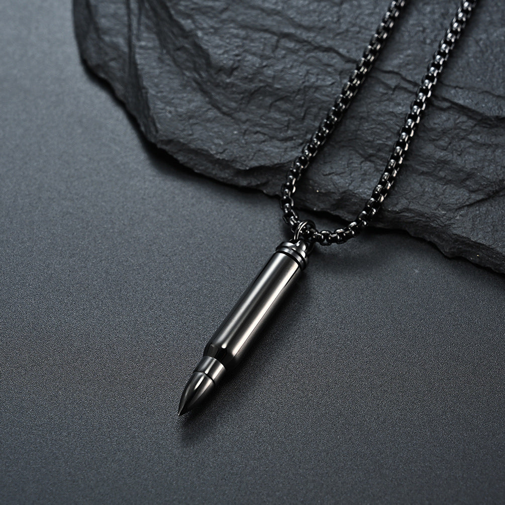 Titanium Steel Bullet Pendant Necklace for Men Essential Oil