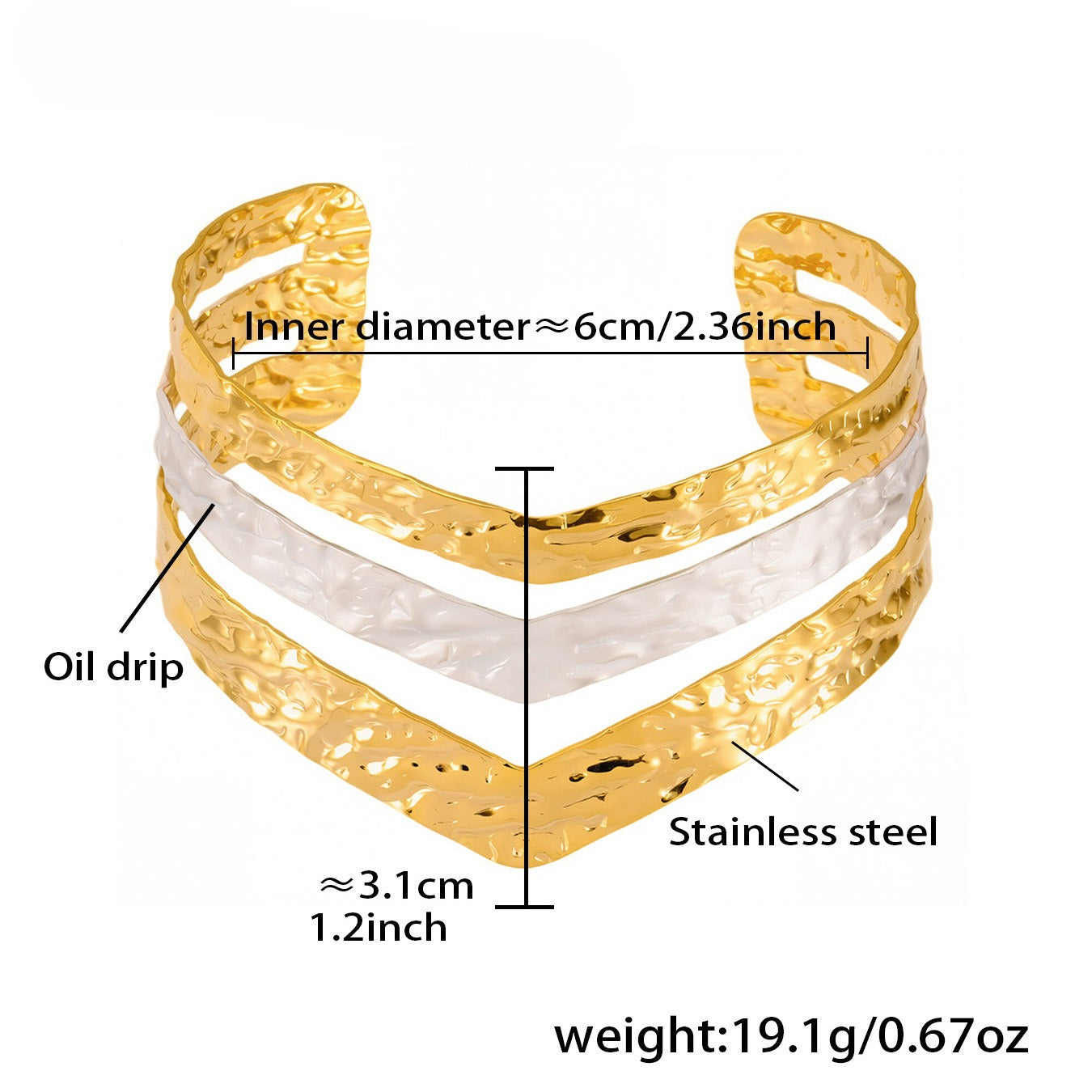 Planderful Minimalist Opening Bracelet 18K Gold Unisex Style