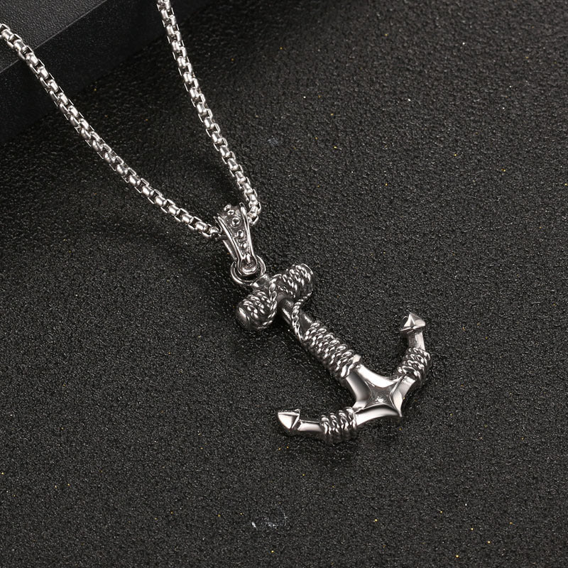 Vintage-Inspired Titanium Steel Anchor Necklace for Men