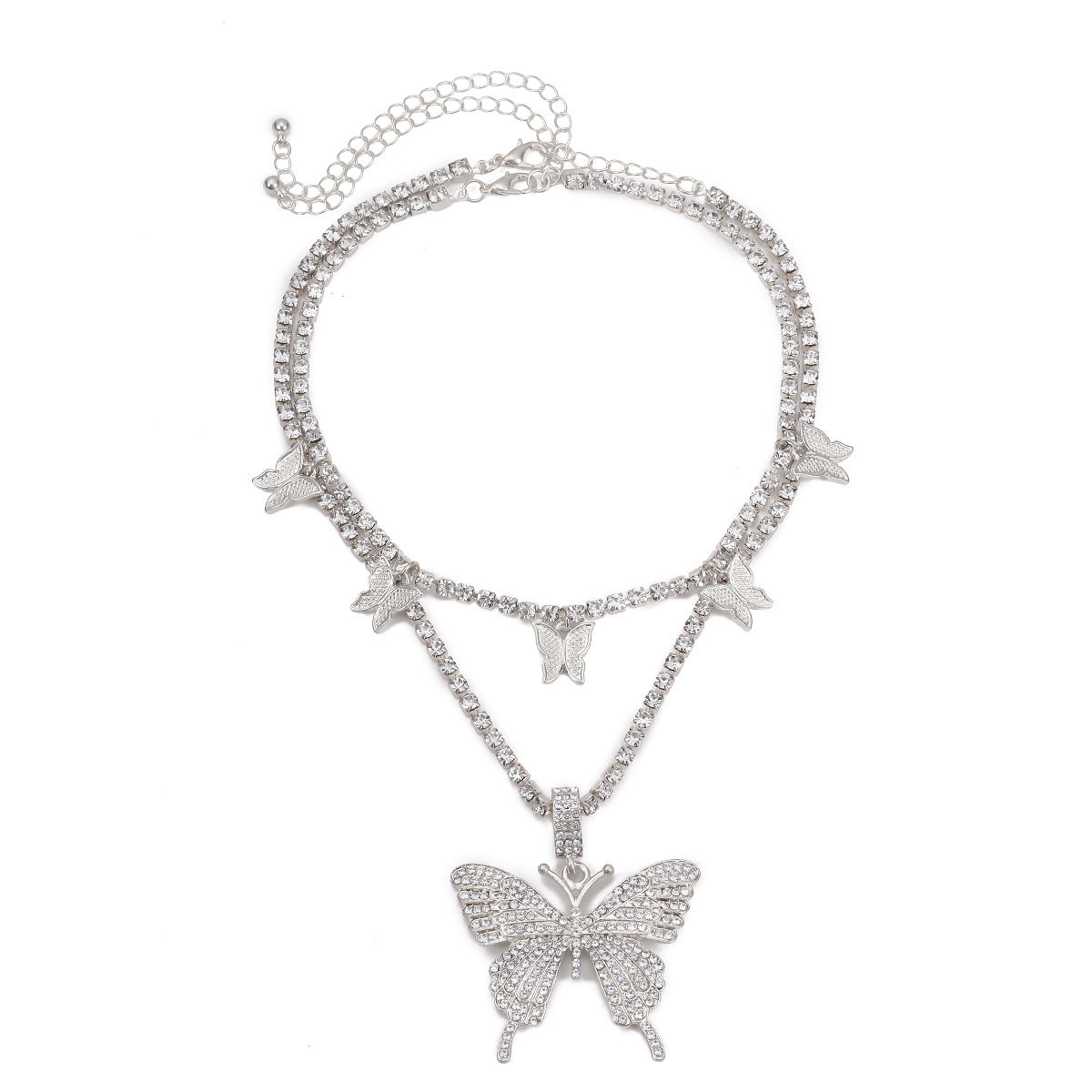 Planderful Vienna Verve Geometric Zircon Necklace for Women Personalized Butterfly Set Statement Jewelry