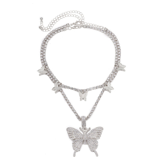 Planderful Vienna Verve Geometric Zircon Necklace for Women Personalized Butterfly Set Statement Jewelry