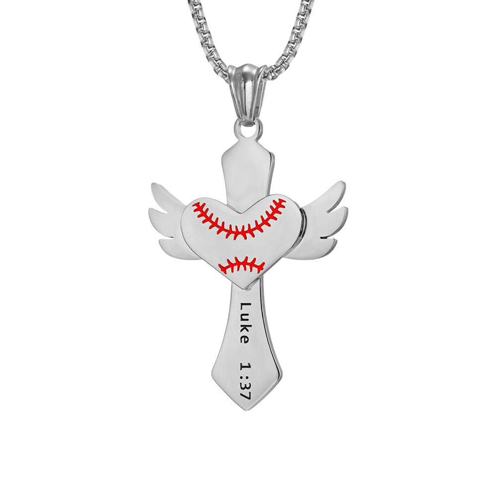 E-commerce Supply Wings Peach Heart Cross Pendant Luke 1:37