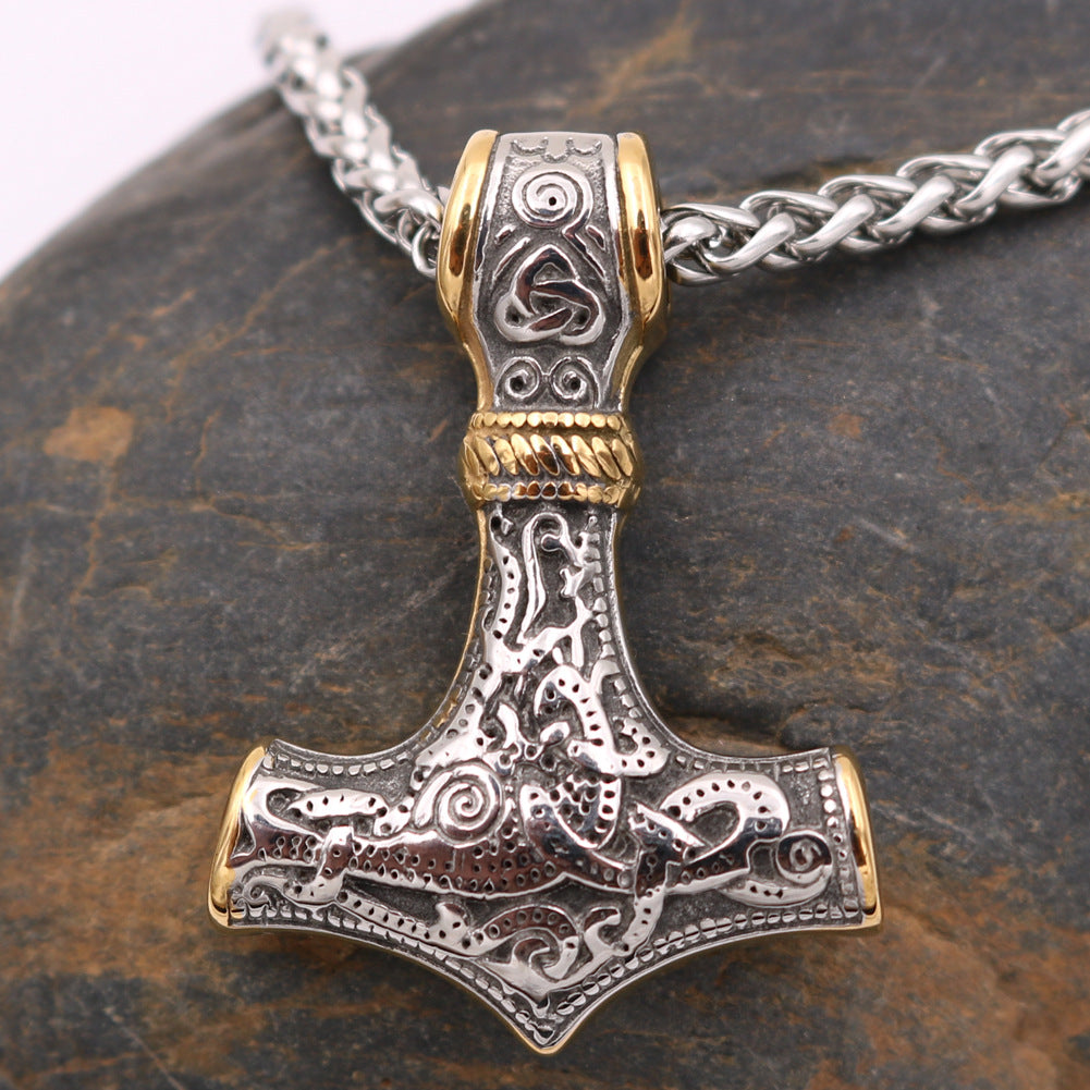 Viking Hammer Necklace - Norse Legacy Stainless Steel Pendant