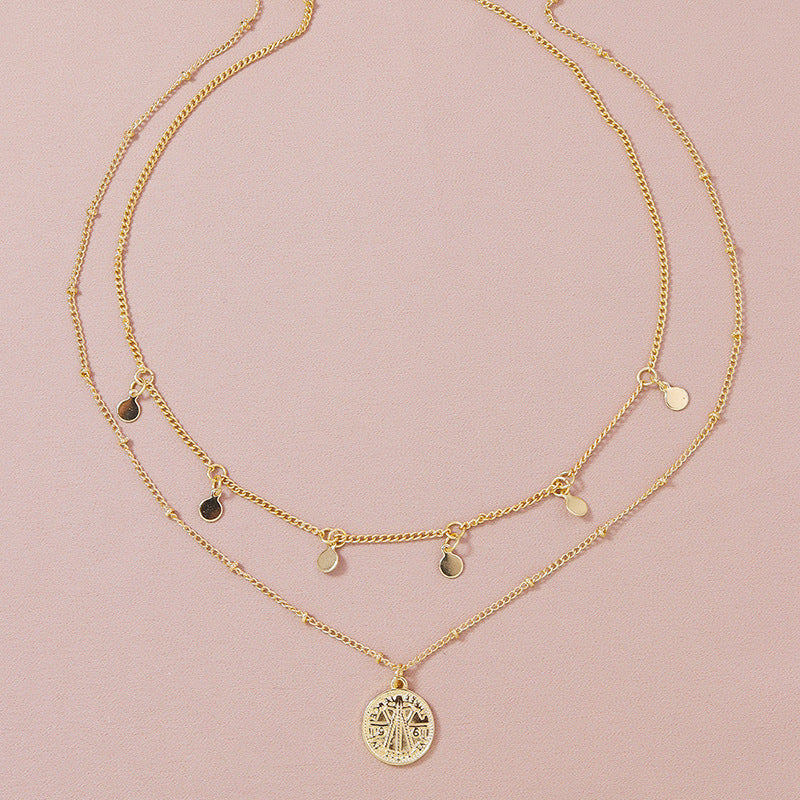 Golden Coin Pendant Necklace Set - Vienna Verve Collection