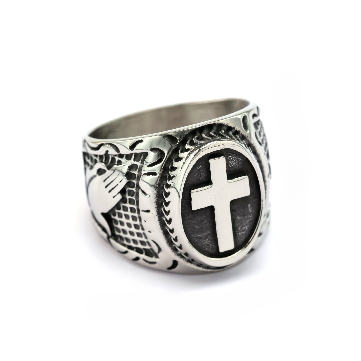 Hand Of God Cross Ring For Men In Steel Durable Fashion Statement Planderful Everyday Genie