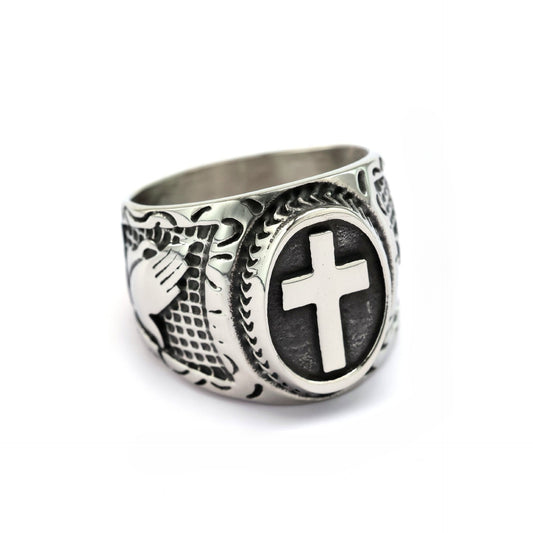 Hand Of God Cross Ring For Men In Steel Durable Fashion Statement Planderful Everyday Genie