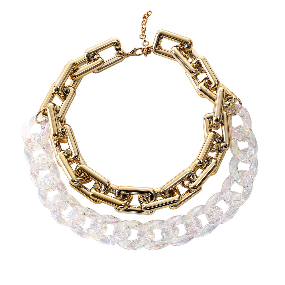 Cross-border Nightclubs AB Color Double Chain Clavicle Necklace