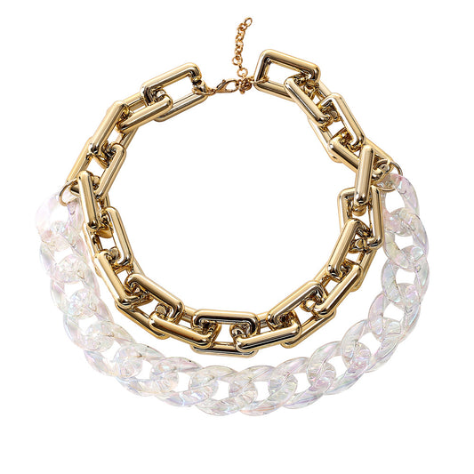 Cross-border Nightclubs AB Color Double Chain Clavicle Necklace