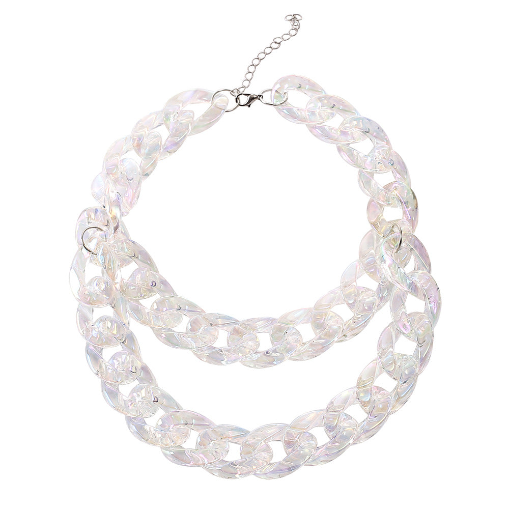 Cross-border Nightclubs AB Color Double Chain Clavicle Necklace