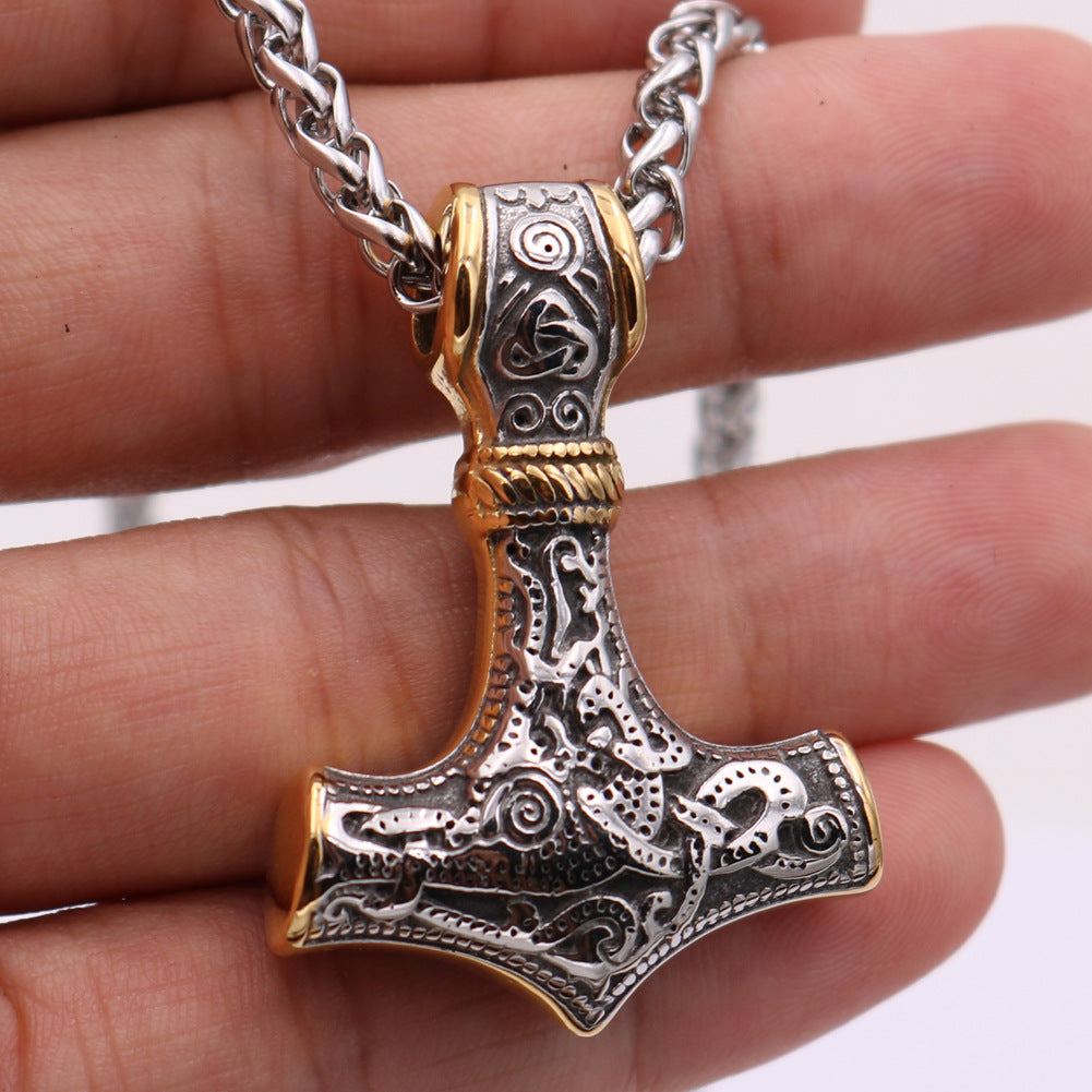 Viking Hammer Necklace - Norse Legacy Stainless Steel Pendant