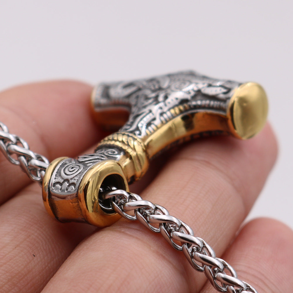 Viking Hammer Necklace - Norse Legacy Stainless Steel Pendant
