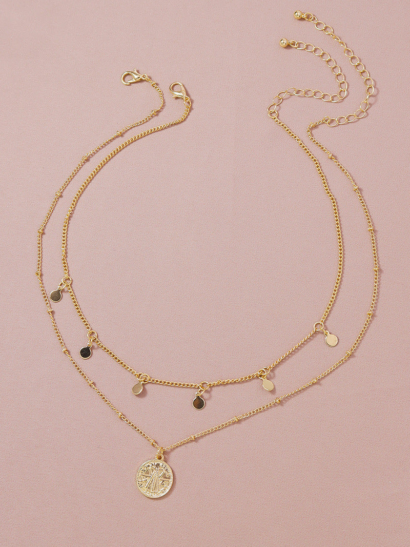 Golden Coin Pendant Necklace Set - Vienna Verve Collection