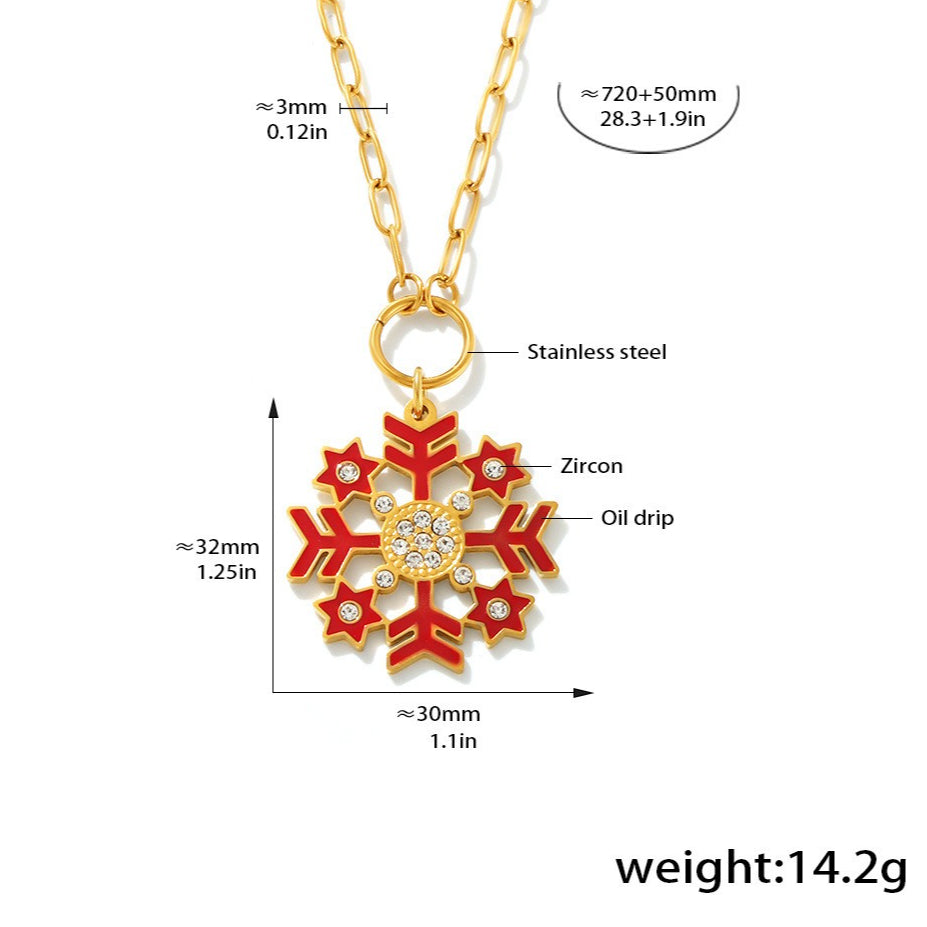 Planderful Zircon Snowflake Pendant Necklace for Women