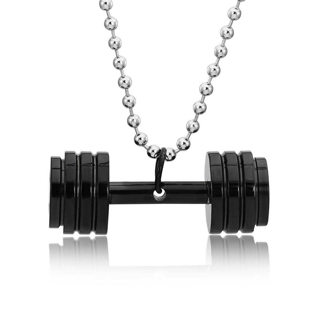 Planderful Stainless Steel Pendant Necklace Unisex Gym Fashion Bold Barbell Style Everyday Genie Collection