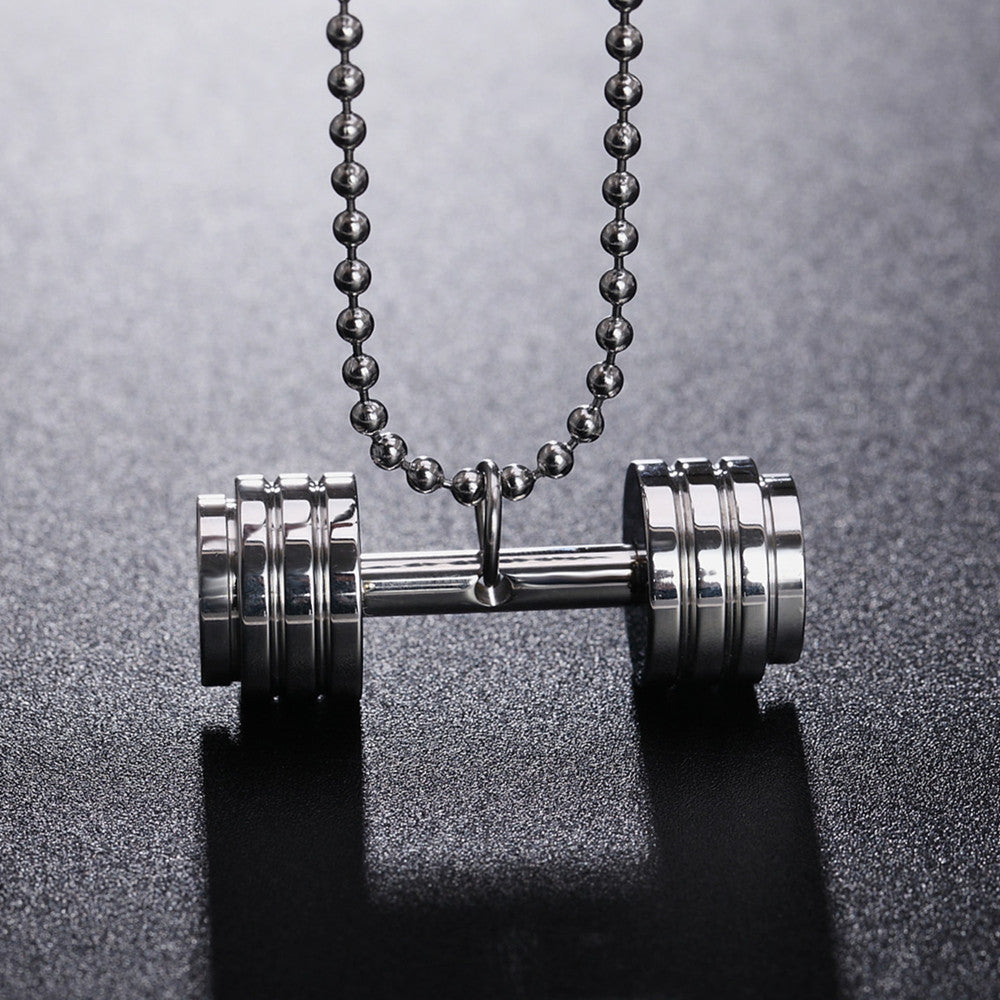 Planderful Stainless Steel Pendant Necklace Unisex Gym Fashion Bold Barbell Style Everyday Genie Collection
