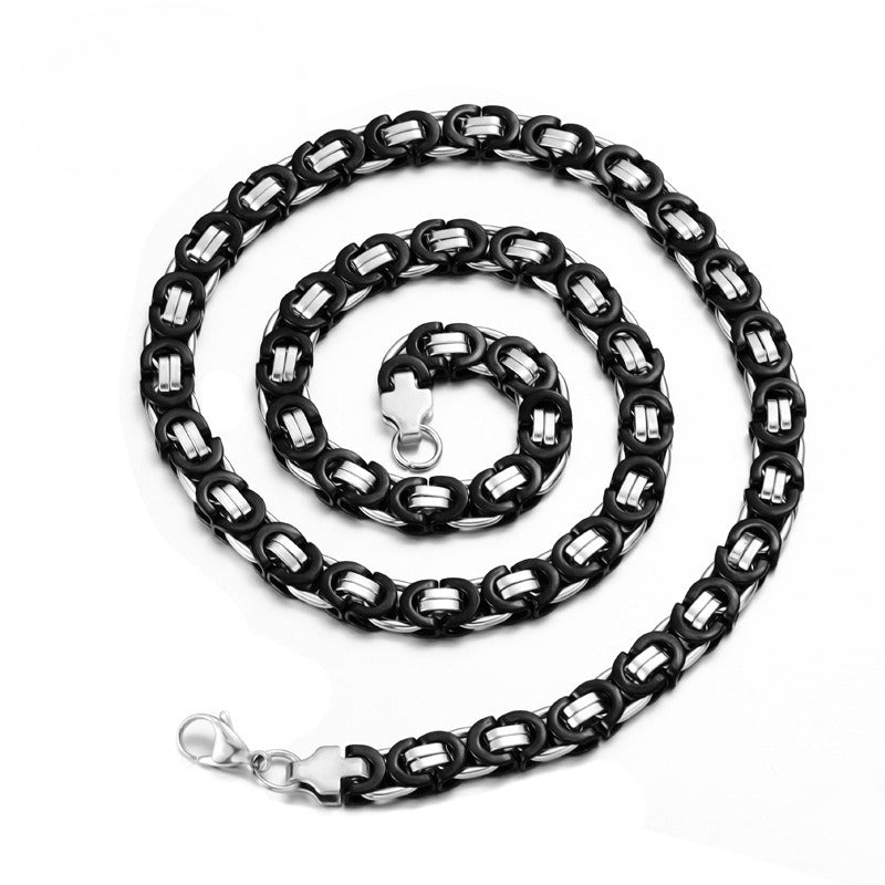 Necklace – Stainless Steel Plated Black – Men's Collarbone Chain