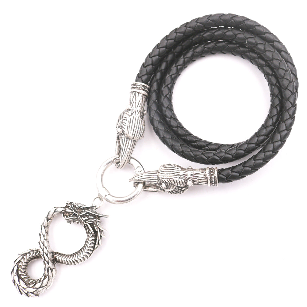 Viking Odin Crow Octagonal Head Pendant - Vintage Men's Alloy Necklace