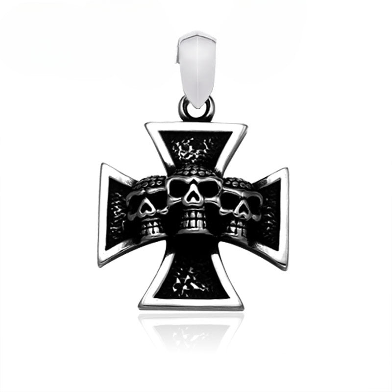 Titanium Steel Skull Pendant for Men - Bold Punk Jewelry Accessory from Europe and the USA
