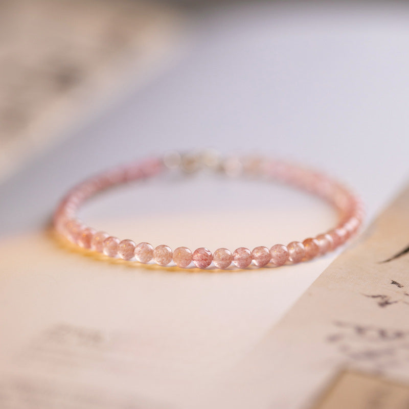 Pink Crystal Fortune Bracelet with Sterling Silver Needle