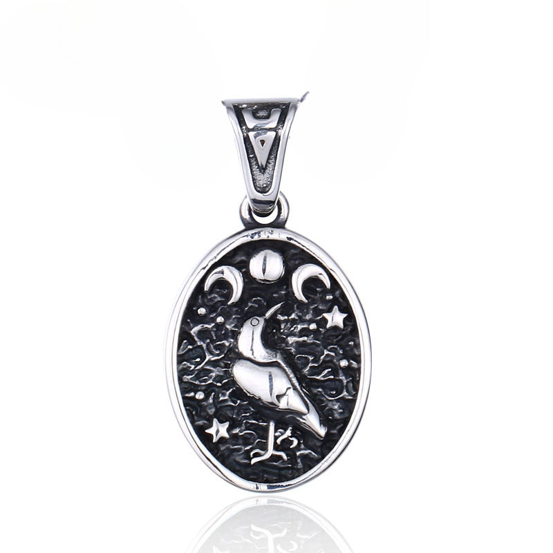 Titanium Steel Viking Moon Pendant for Men - Stylish European and American Fashion Jewelry