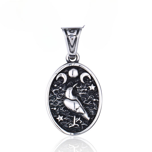 Titanium Steel Viking Moon Pendant for Men - Stylish European and American Fashion Jewelry
