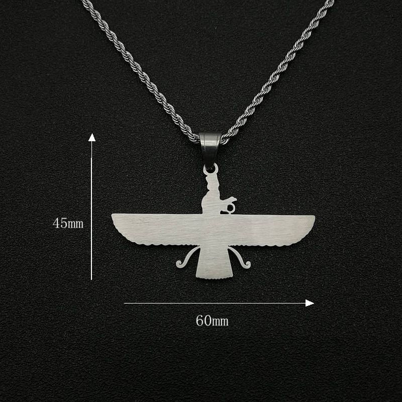 Planderful Everyday Genie Hip Hop Necklace Stainless Steel Gold Plated Persian Zoroastrian Pendant For Trendsetting Fans