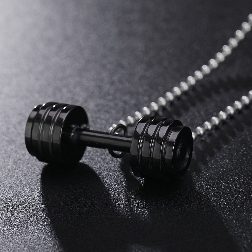 Planderful Stainless Steel Pendant Necklace Unisex Gym Fashion Bold Barbell Style Everyday Genie Collection