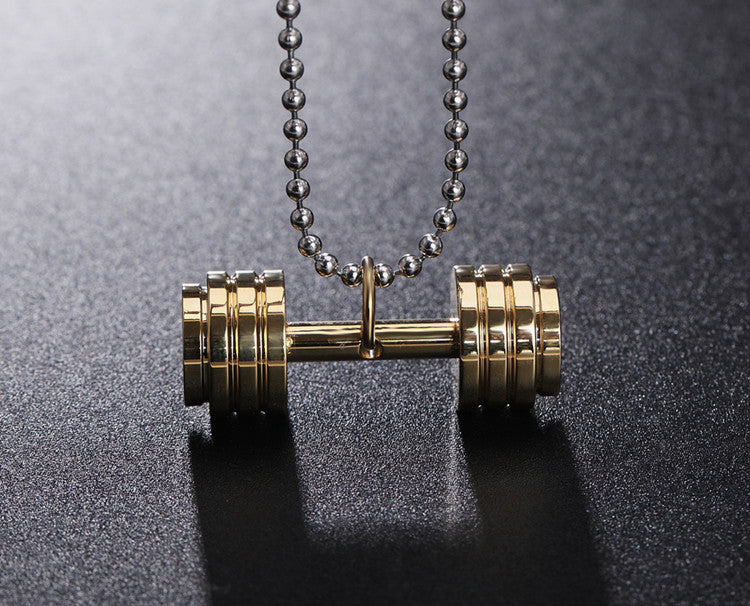 Planderful Stainless Steel Pendant Necklace Unisex Gym Fashion Bold Barbell Style Everyday Genie Collection